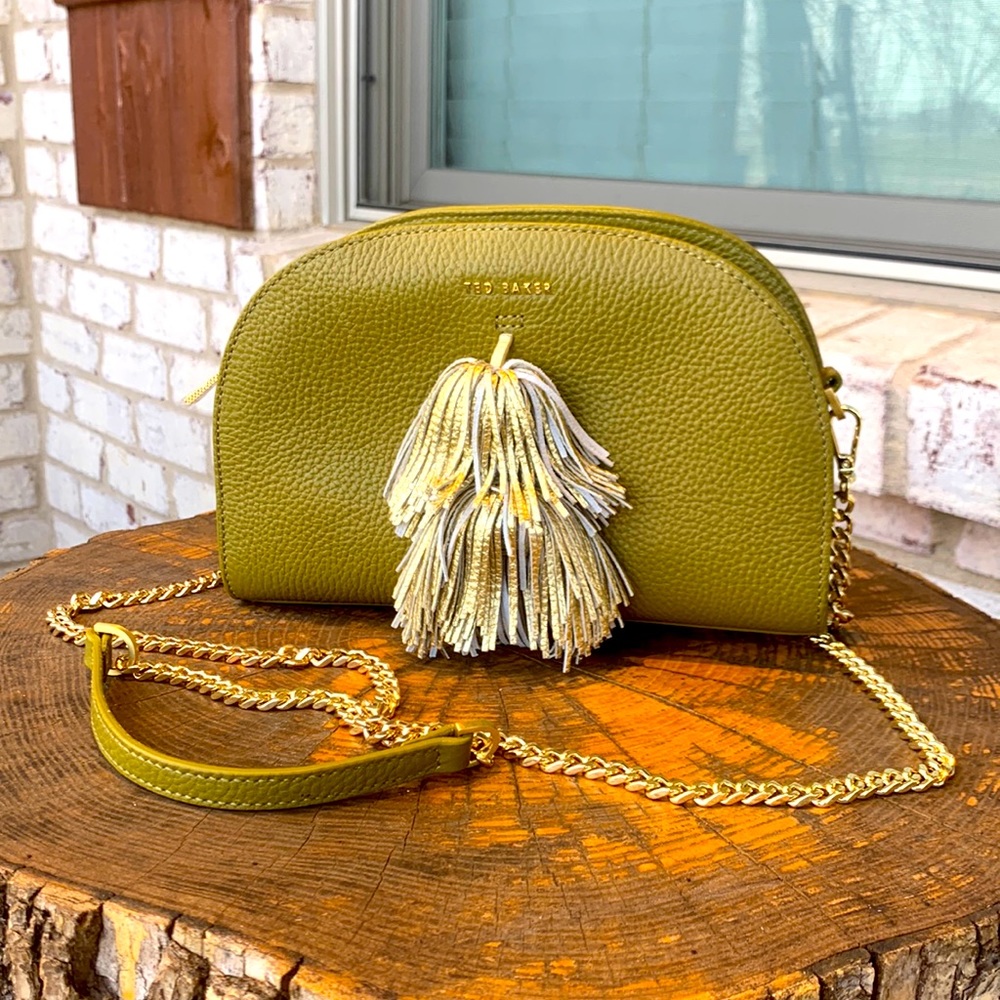 Ted Baker London Olive Green Crossbody Bag with Tassel